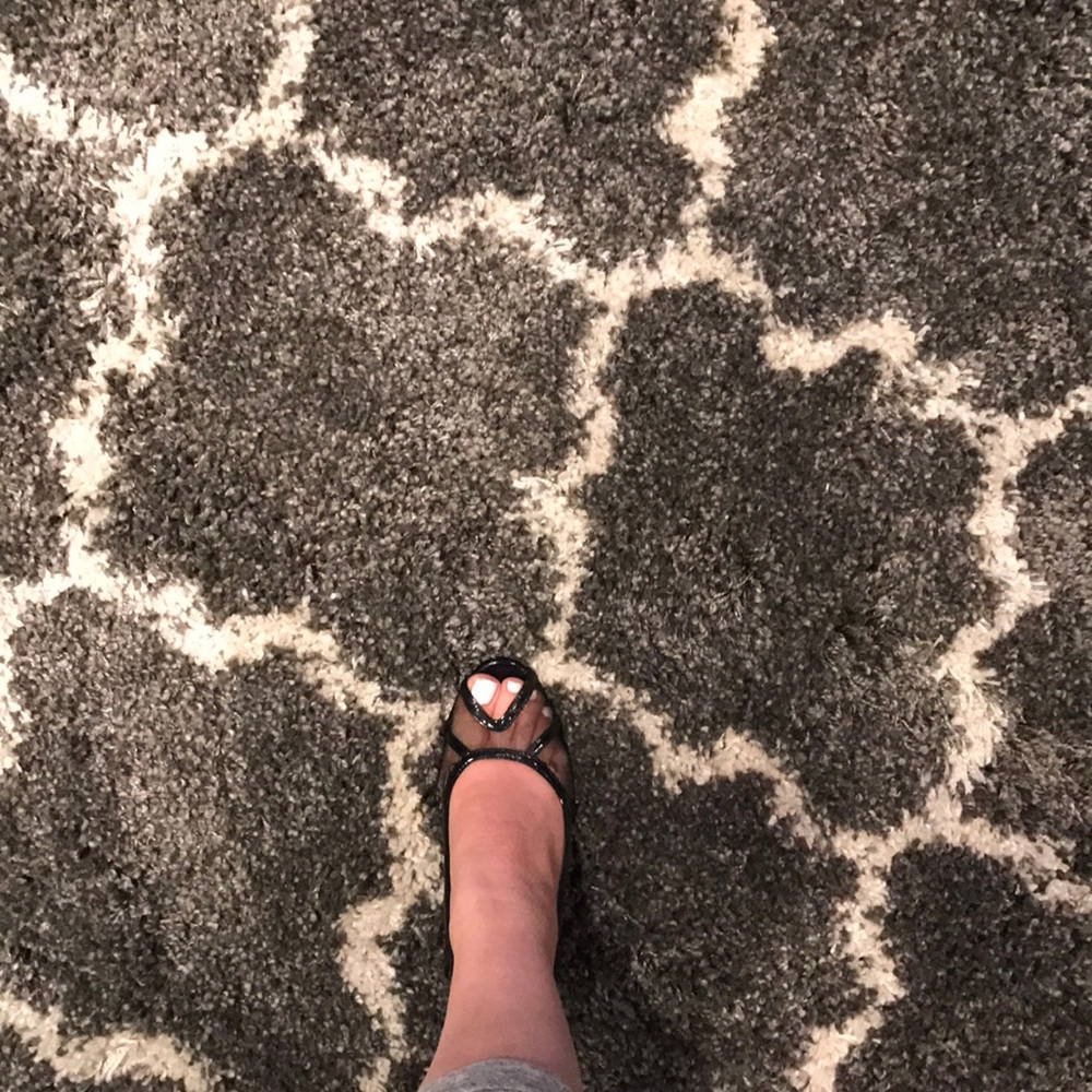 Black open toe pumps